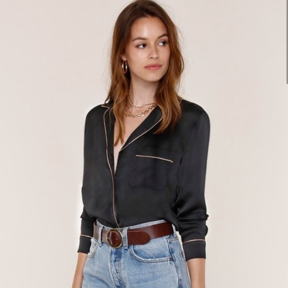 Heartloom Ariella Black Satin Top - Picture 3 of 9